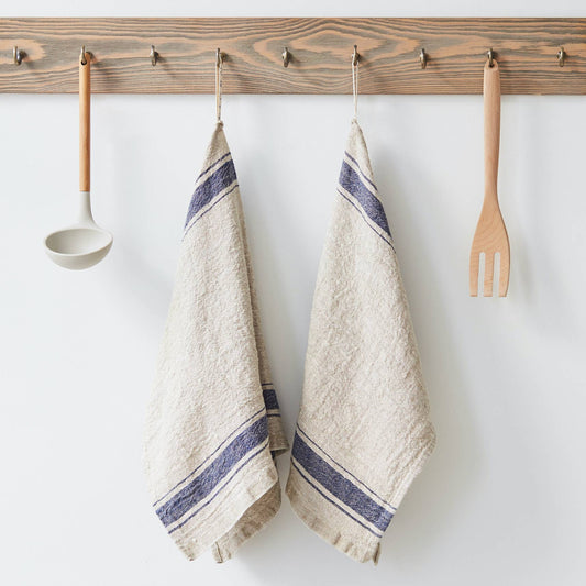 Blue Stripe Vintage Linen Kitchen Towel