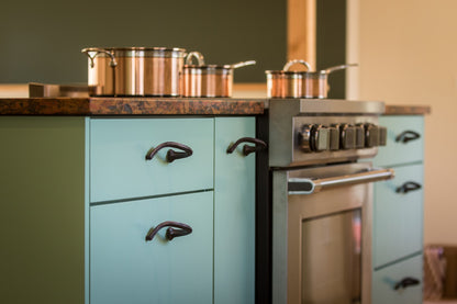 Medium sized bronze squash stem drawer pull