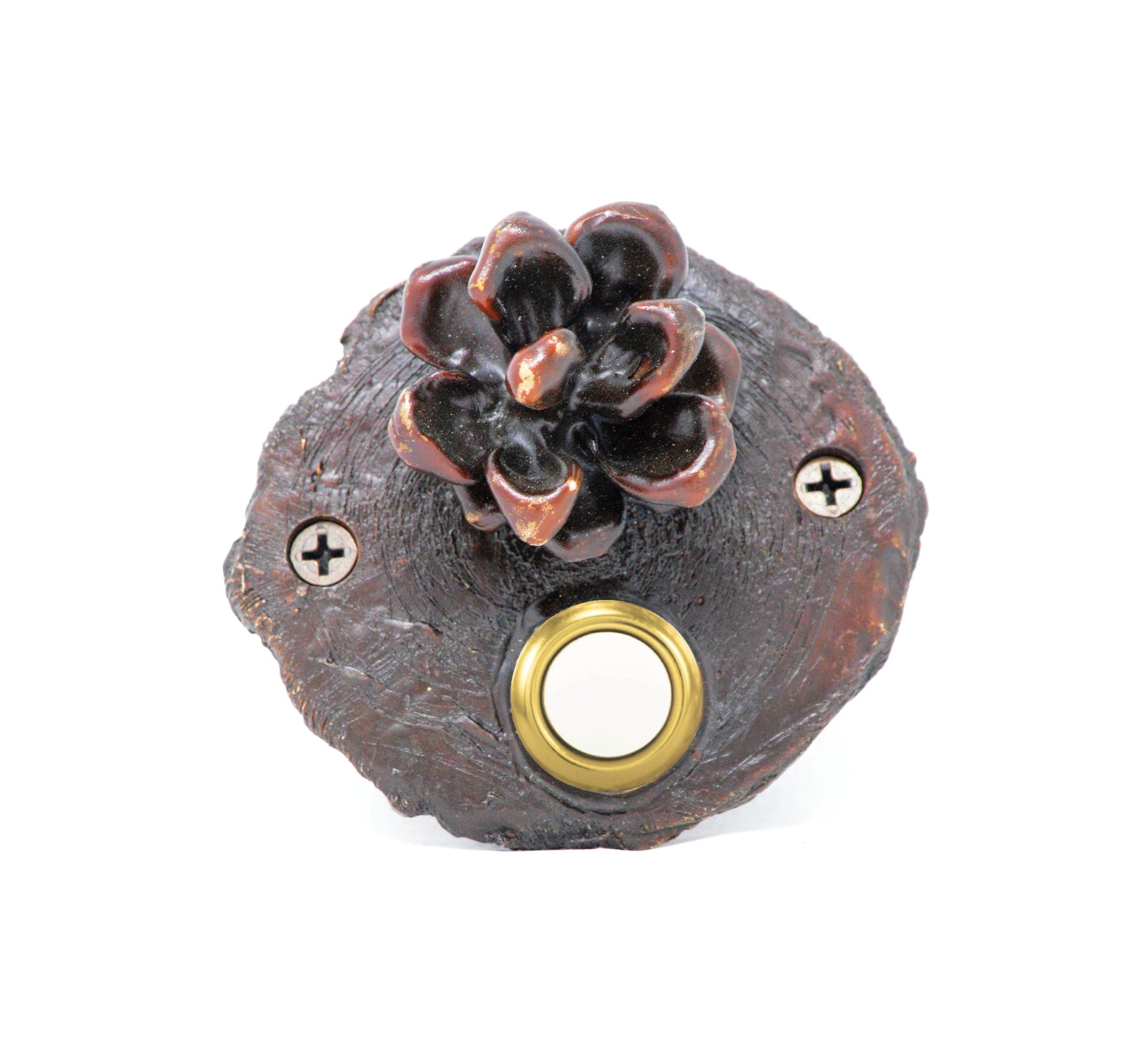 Pinyon Pine Cone Log End Doorbell | Timber Bronze | Oregon