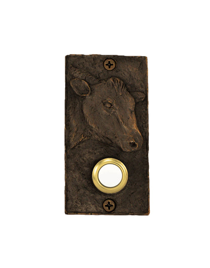 Rectangular Bronze Cow Doorbell