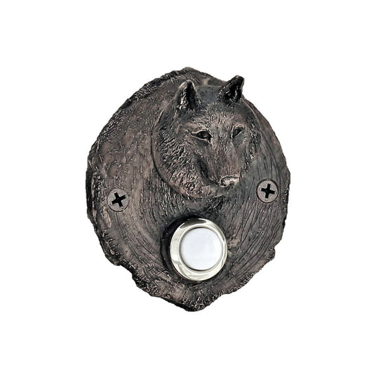 Log End Wolf Doorbell | Timber Bronze | Oregon