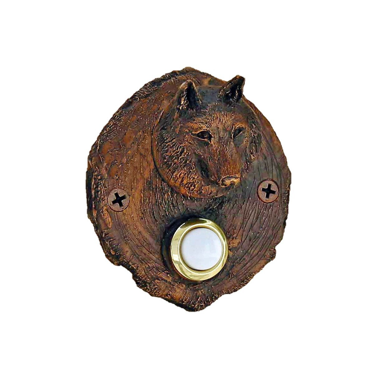 Log End Wolf Doorbell | Timber Bronze | Oregon